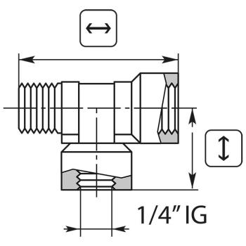 Preview: T-Stück 3/8 IG-1/4 IG-3/8 AG 350 bar