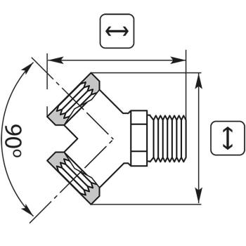 Preview: Y-Stück 3/8 IG-IG-AG Messing vernickelt